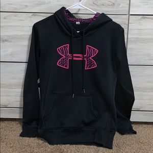 black and pink underarmour hoodie